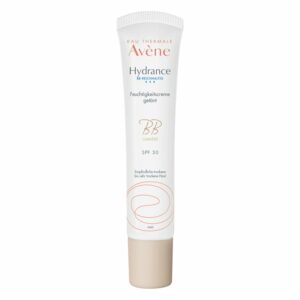 Tube mit BB-Creme von Avène, feuchtigkeitsspendend, SPF 30, für empfindliche, trockene Haut.