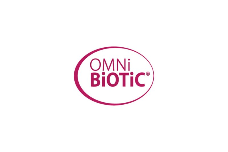 OMNiBiOTiC.jpg Logo von OMNi BiOTiC in rot auf weißem Hintergrund, oval umrandet.