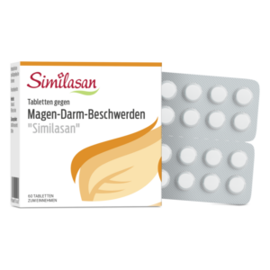 Verpackung von Similasan Tabletten gegen Magen-Darm-Beschwerden in einer Blisterpackung.