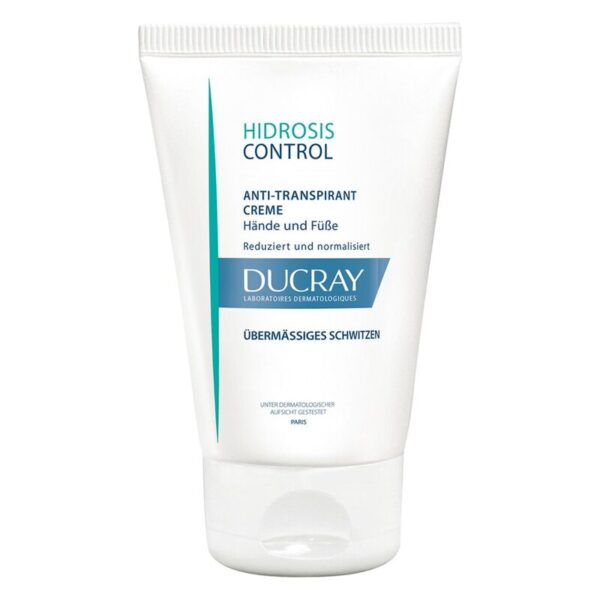 Tube mit anti-transpirierender Creme für Hände und Füße, gegen übermäßiges Schwitzen, Marke Ducray.
