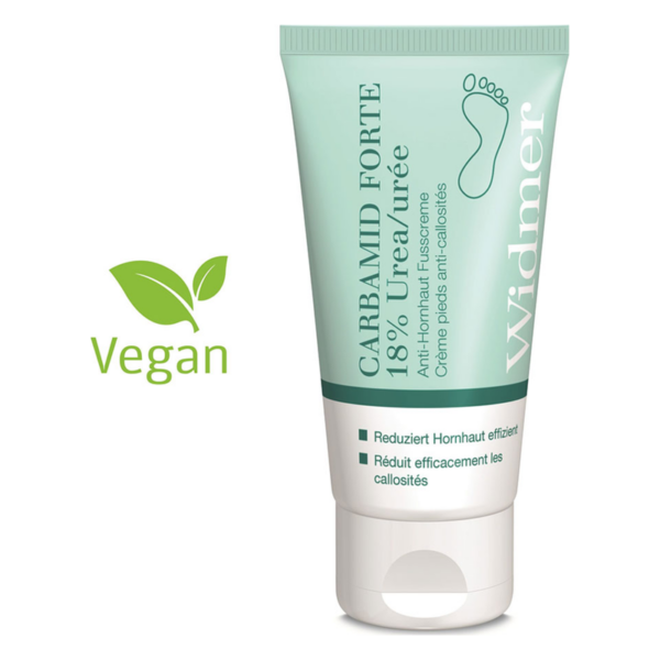 Fusscreme in einer hellgrünen Tube mit 18% Urea, zur Hornhautreduktion, vegan