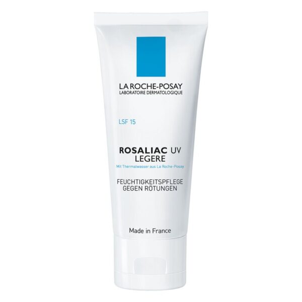 Sonnenschutzcreme in weißer Tube mit blauer Schrift, speziell gegen Gesichtsrötungen, von La Roche-Posay.