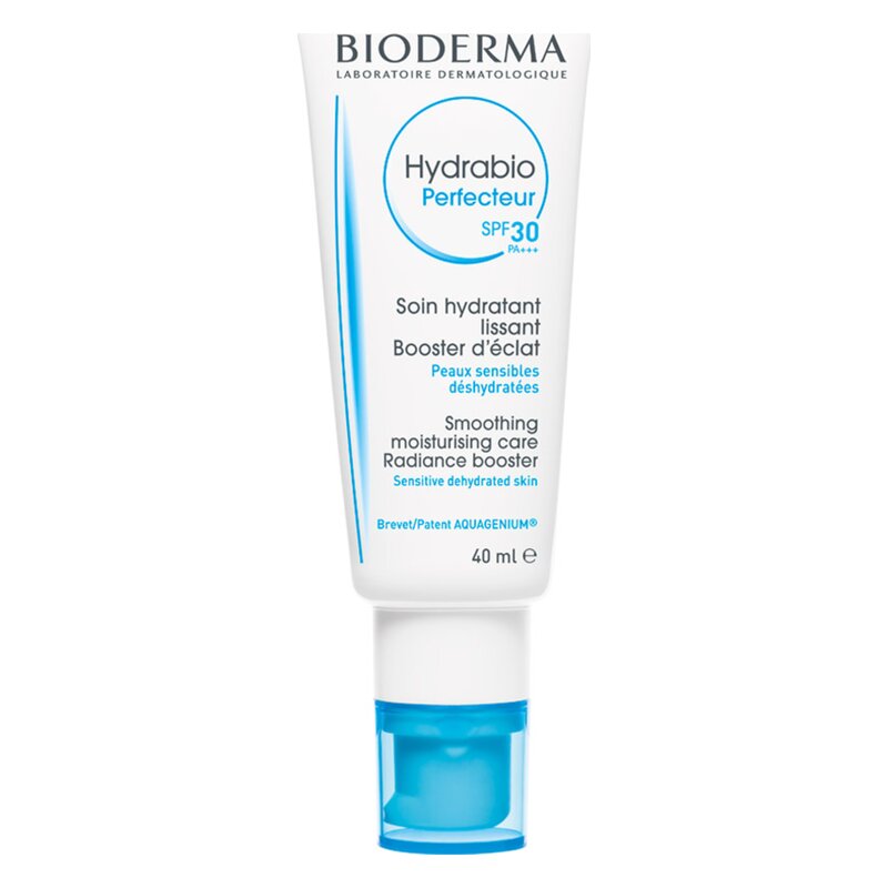 Tube mit feuchtigkeitsspendender Gesichtscreme von Bioderma, für sensible, dehydrierte Haut, mit LSF 30.