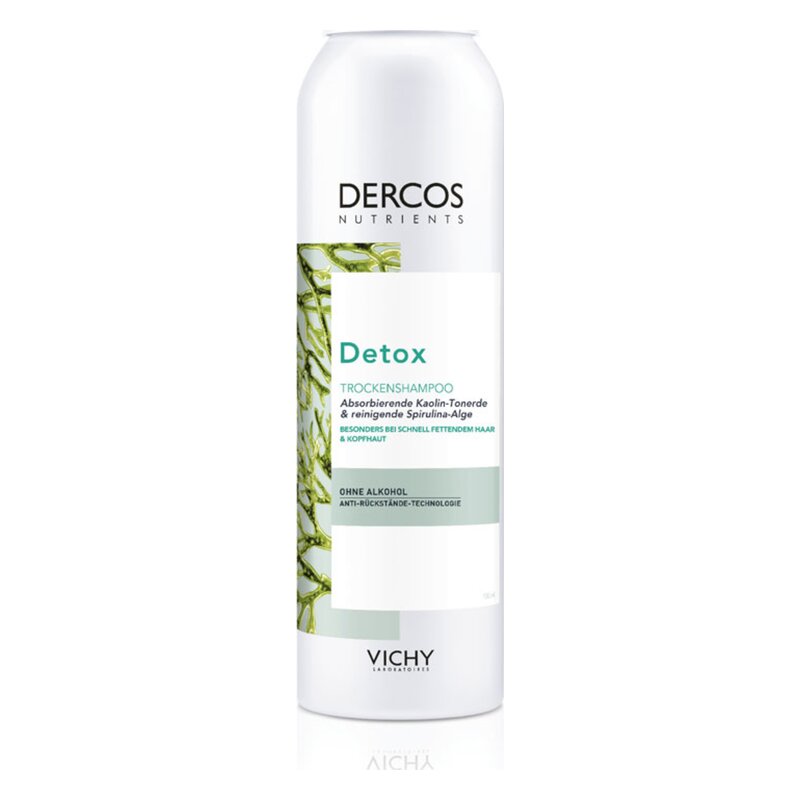 Dose für Trockenshampoo von Vichy mit Detox-Formel, enthält Kaolin und Spirulina, ohne Alkohol.