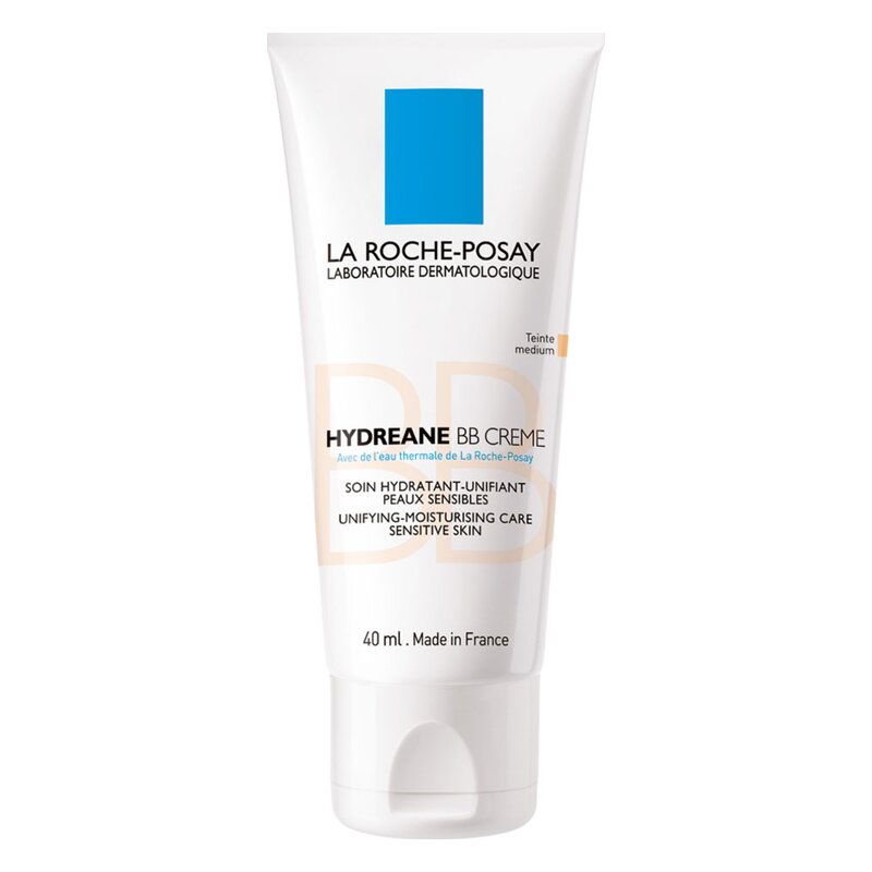 Gleitende Tube mit Hydreane BB Creme von La Roche-Posay für sensible Haut in mittlerer Farbnuance.