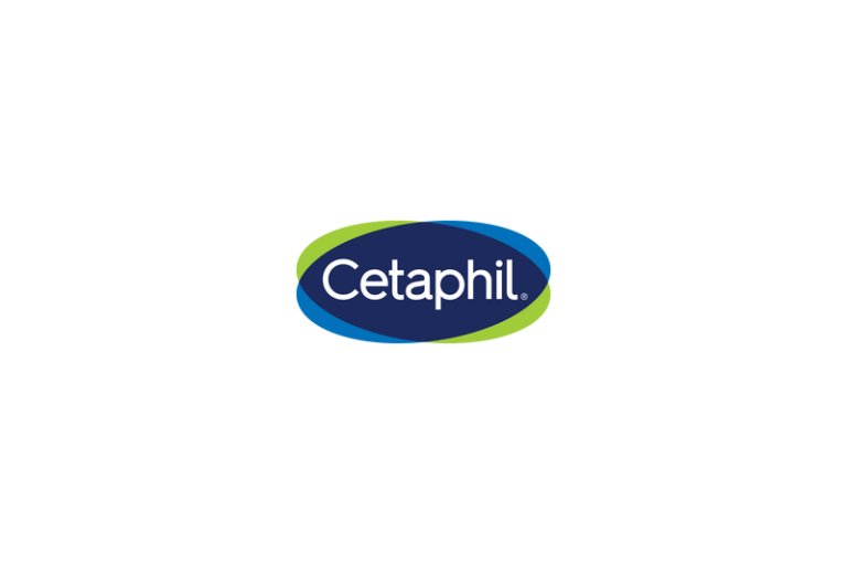 Logo der Hautpflegemarke Cetaphil mit blauem Hintergrund und grünen, blauen sowie weißen Elementen.